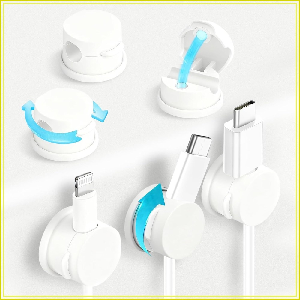 Car Cable Organizer - 6pcs Magnetic Cable Clips 360° Swiveling