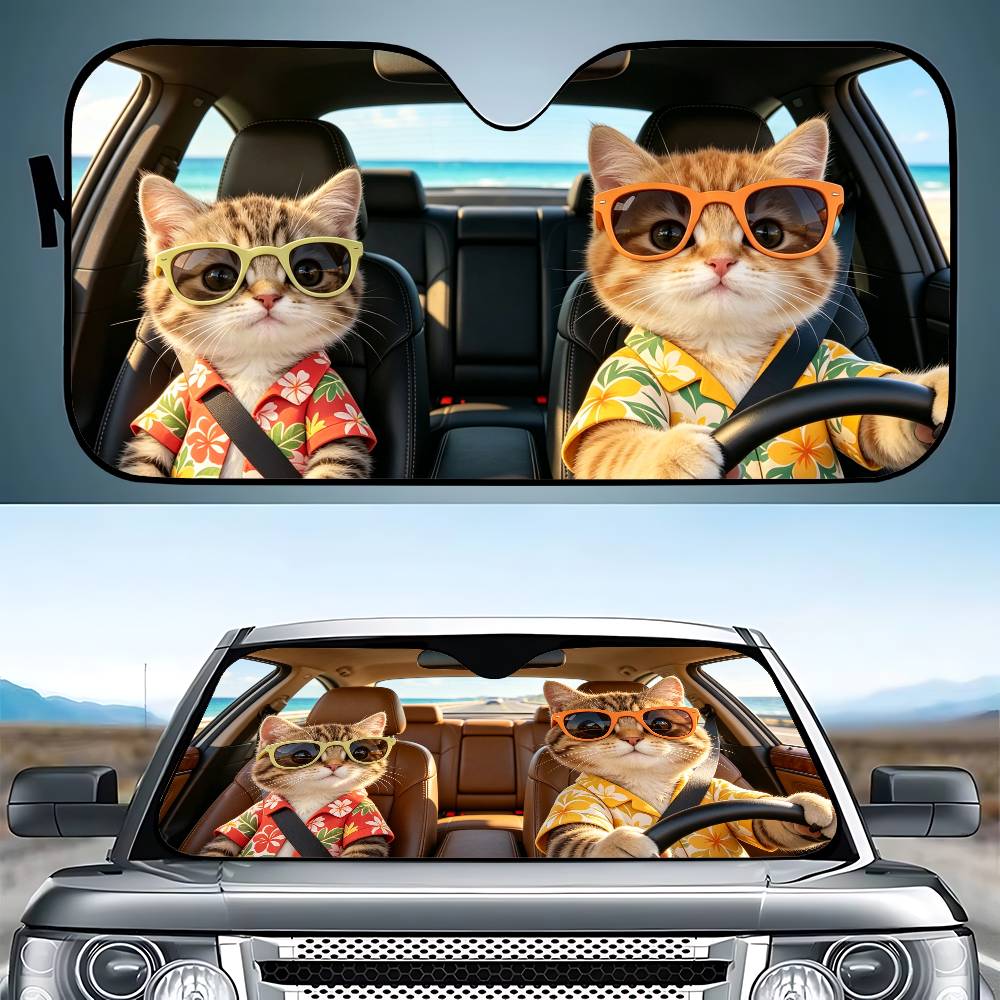 Funny Cat Drive Car SunShade W - Car Accessories Outside ulasan dan harga
