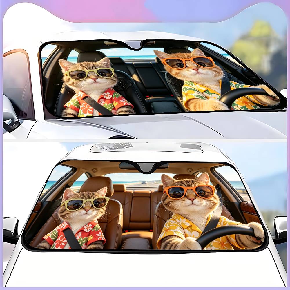 Funny Cat Drive Car SunShade W - Car Accessories Outside ulasan dan harga